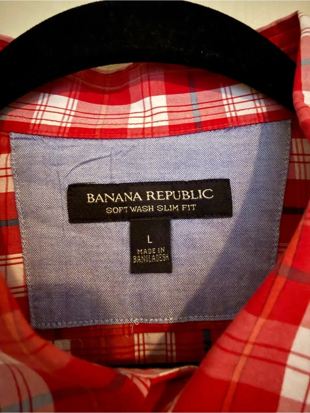 Banana Republic Red and White Plaid Button-Down Shirt
